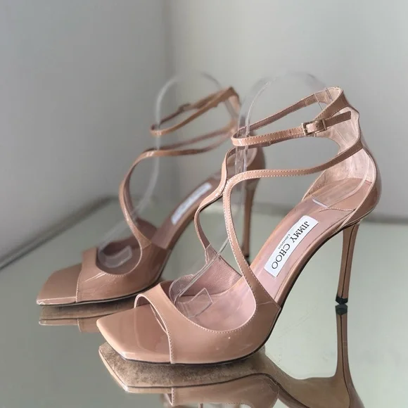 JIMMY CHOO Azia 95 Ballet Pink Patent Leather Sandals $895 40.5 - Picture 14 of 16